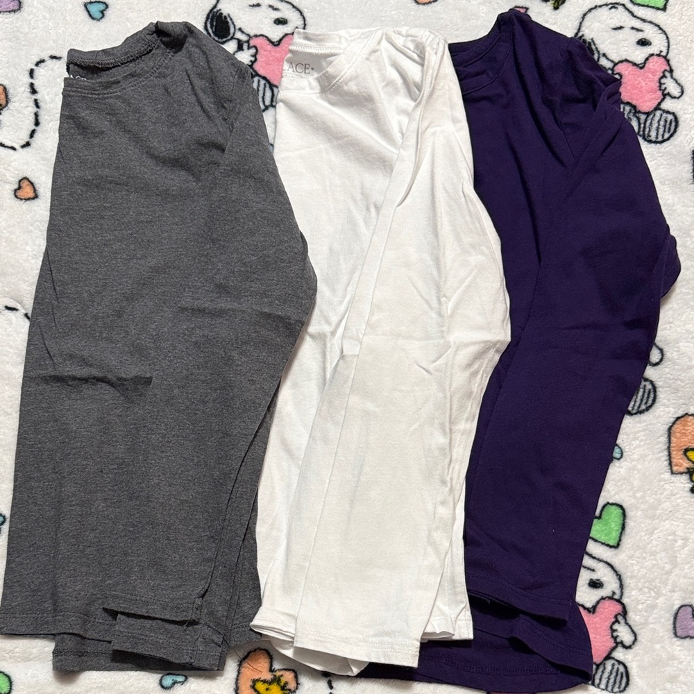 Kids Comfy  long sleeve tee Set - Gray, White, and Purple